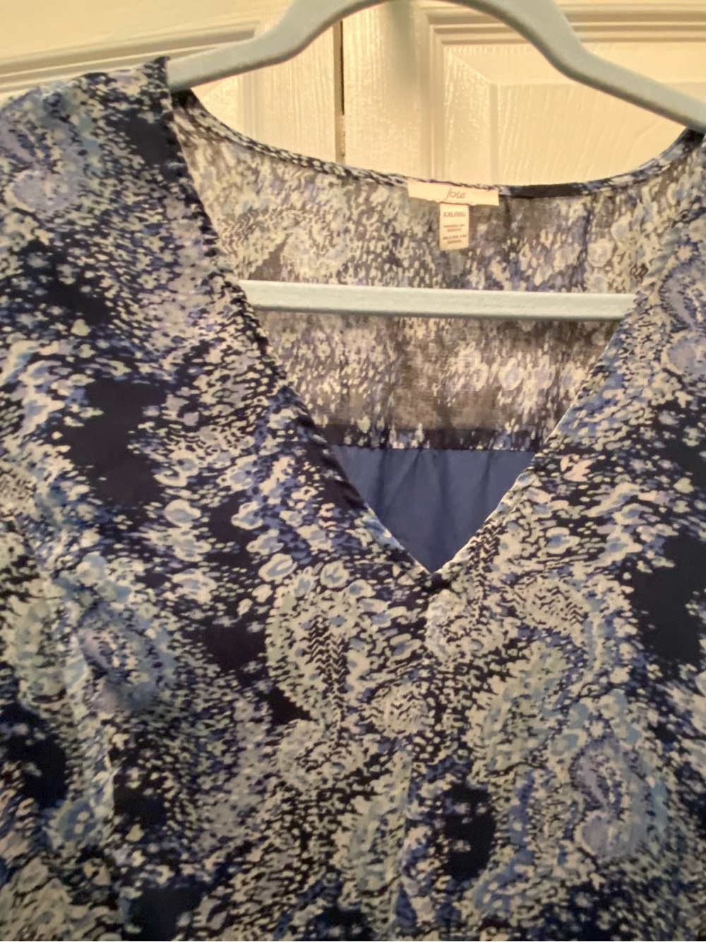Joie Blue & White Flowy Boho-Chic/Peasant Style/Paisley Pattern Maxi Dress XXL - Picture 3 of 16